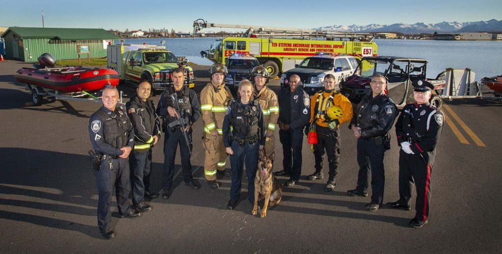 ANC Police and Fire Officers and Equipment with K-9